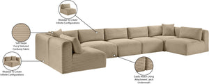 Meridian Furniture Shaggy 7 Piece Modular Sectional Taupe Corduroy Performance Fabric Living Room Sofa 641Taupe-Sec7A