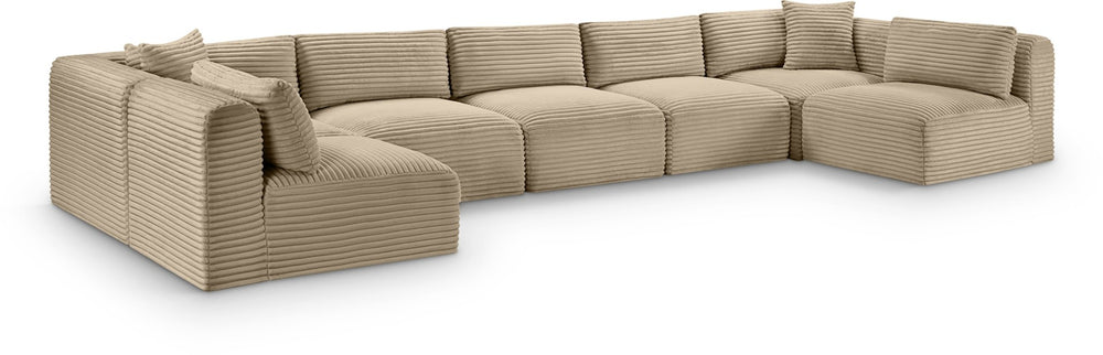 Meridian Furniture Shaggy 7 Piece Modular Sectional Taupe Corduroy Performance Fabric Living Room Sofa 641Taupe-Sec7A