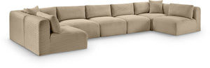 Meridian Furniture Shaggy 7 Piece Modular Sectional Taupe Corduroy Performance Fabric Living Room Sofa 641Taupe-Sec7A