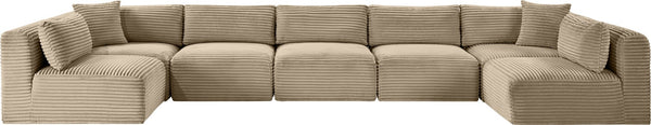 Meridian Furniture Shaggy 7 Piece Modular Sectional Taupe Corduroy Performance Fabric Living Room Sofa 641Taupe-Sec7A