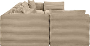 Meridian Furniture Shaggy 7 Piece Modular Sectional Taupe Corduroy Performance Fabric Living Room Sofa 641Taupe-Sec7A