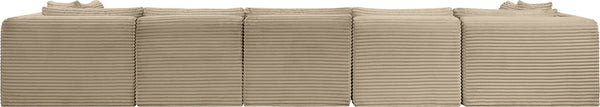 Meridian Furniture Shaggy 7 Piece Modular Sectional Taupe Corduroy Performance Fabric Living Room Sofa 641Taupe-Sec7A