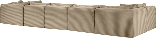 Meridian Furniture Shaggy 7 Piece Modular Sectional Taupe Corduroy Performance Fabric Living Room Sofa 641Taupe-Sec7A