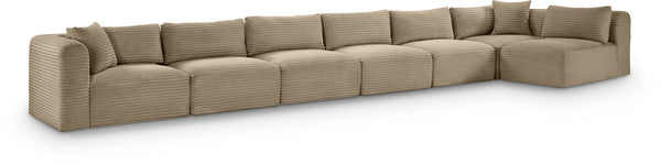 Meridian Furniture Shaggy Taupe Corduroy Modular Sectional Seven Piece Performance Fabric Living Room Sofa 641Taupe-Sec7B