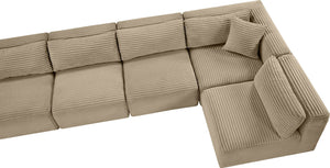 Meridian Furniture Shaggy Taupe Corduroy Modular Sectional Seven Piece Performance Fabric Living Room Sofa 641Taupe-Sec7B