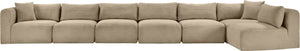 Meridian Furniture Shaggy Taupe Corduroy Modular Sectional Seven Piece Performance Fabric Living Room Sofa 641Taupe-Sec7B