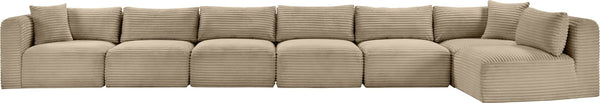Meridian Furniture Shaggy Taupe Corduroy Modular Sectional Seven Piece Performance Fabric Living Room Sofa 641Taupe-Sec7B