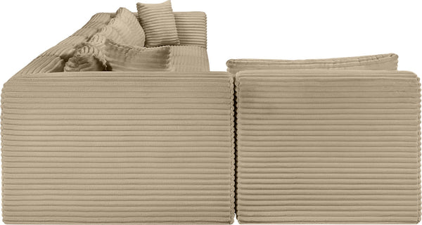 Meridian Furniture Shaggy Taupe Corduroy Modular Sectional Seven Piece Performance Fabric Living Room Sofa 641Taupe-Sec7B