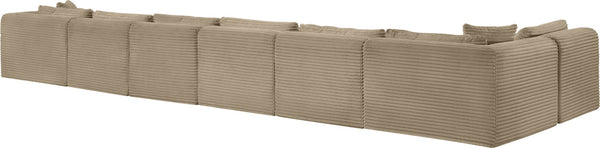 Meridian Furniture Shaggy Taupe Corduroy Modular Sectional Seven Piece Performance Fabric Living Room Sofa 641Taupe-Sec7B