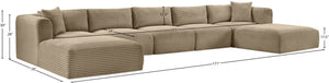 Meridian Furniture Shaggy Seven Piece Modular Sectional Corduroy Performance Fabric Taupe Living Room Sofa 641Taupe-Sec7C