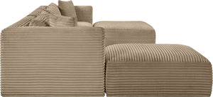 Meridian Furniture Shaggy Seven Piece Modular Sectional Corduroy Performance Fabric Taupe Living Room Sofa 641Taupe-Sec7C