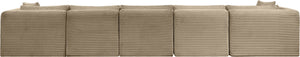 Meridian Furniture Shaggy Seven Piece Modular Sectional Corduroy Performance Fabric Taupe Living Room Sofa 641Taupe-Sec7C