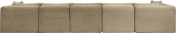 Meridian Furniture Shaggy Seven Piece Modular Sectional Corduroy Performance Fabric Taupe Living Room Sofa 641Taupe-Sec7C