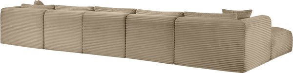 Meridian Furniture Shaggy Seven Piece Modular Sectional Corduroy Performance Fabric Taupe Living Room Sofa 641Taupe-Sec7C