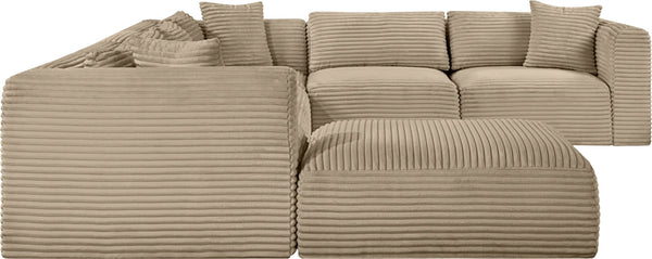Meridian Furniture Shaggy Seven Piece Modular Sectional Wide Wale Corduroy Performance Fabric Living Room 641Taupe-Sec7D