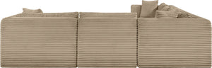 Meridian Furniture Shaggy Seven Piece Modular Sectional Wide Wale Corduroy Performance Fabric Living Room 641Taupe-Sec7D