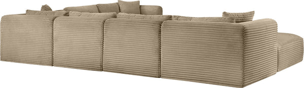 Meridian Furniture Shaggy Seven Piece Modular Sectional Wide Wale Corduroy Performance Fabric Living Room 641Taupe-Sec7D