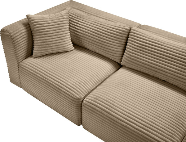 Meridian Furniture Shaggy Seven Piece Modular Sectional Wide Wale Corduroy Performance Fabric Living Room 641Taupe-Sec7D