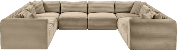 Meridian Furniture Shaggy 8 Piece Corduroy Performance Fabric Modular Sectional for Large Living Rooms 641Taupe-Sec8A