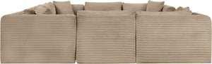 Meridian Furniture Shaggy 8 Piece Corduroy Performance Fabric Modular Sectional for Large Living Rooms 641Taupe-Sec8A