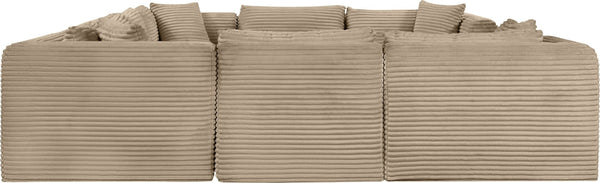 Meridian Furniture Shaggy 8 Piece Corduroy Performance Fabric Modular Sectional for Large Living Rooms 641Taupe-Sec8A