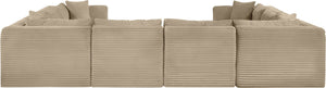 Meridian Furniture Shaggy 8 Piece Corduroy Performance Fabric Modular Sectional for Large Living Rooms 641Taupe-Sec8A