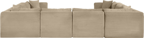 Meridian Furniture Shaggy 8 Piece Corduroy Performance Fabric Modular Sectional for Large Living Rooms 641Taupe-Sec8A