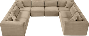 Meridian Furniture Shaggy 8 Piece Corduroy Performance Fabric Modular Sectional for Large Living Rooms 641Taupe-Sec8A