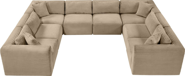 Meridian Furniture Shaggy 8 Piece Corduroy Performance Fabric Modular Sectional for Large Living Rooms 641Taupe-Sec8A