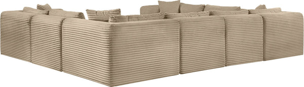 Meridian Furniture Shaggy 8 Piece Corduroy Performance Fabric Modular Sectional for Large Living Rooms 641Taupe-Sec8A