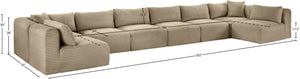 Meridian Furniture Shaggy Corduroy 8 Piece Modular Sectional Plush Taupe Performance Fabric Living Room 641Taupe-Sec8B