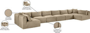 Meridian Furniture Shaggy Corduroy 8 Piece Modular Sectional Plush Taupe Performance Fabric Living Room 641Taupe-Sec8B