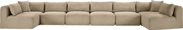 Meridian Furniture Shaggy Corduroy 8 Piece Modular Sectional Plush Taupe Performance Fabric Living Room 641Taupe-Sec8B