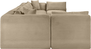 Meridian Furniture Shaggy Corduroy 8 Piece Modular Sectional Plush Taupe Performance Fabric Living Room 641Taupe-Sec8B