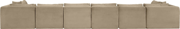 Meridian Furniture Shaggy Corduroy 8 Piece Modular Sectional Plush Taupe Performance Fabric Living Room 641Taupe-Sec8B