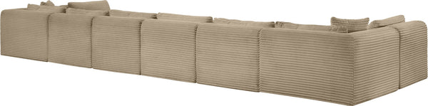 Meridian Furniture Shaggy Corduroy 8 Piece Modular Sectional Plush Taupe Performance Fabric Living Room 641Taupe-Sec8B