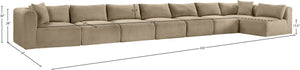 Meridian Furniture Shaggy Taupe Corduroy Modular Sectional Eight Piece Performance Fabric Living Room Sofa 641Taupe-Sec8C