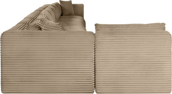 Meridian Furniture Shaggy Taupe Corduroy Modular Sectional Eight Piece Performance Fabric Living Room Sofa 641Taupe-Sec8C
