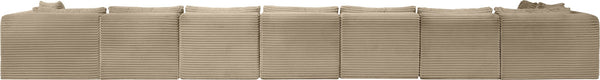 Meridian Furniture Shaggy Taupe Corduroy Modular Sectional Eight Piece Performance Fabric Living Room Sofa 641Taupe-Sec8C