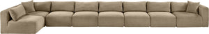 Meridian Furniture Shaggy Taupe Corduroy Modular Sectional Eight Piece Performance Fabric Living Room Sofa 641Taupe-Sec8C
