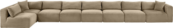 Meridian Furniture Shaggy Taupe Corduroy Modular Sectional Eight Piece Performance Fabric Living Room Sofa 641Taupe-Sec8C
