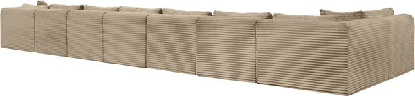 Meridian Furniture Shaggy Taupe Corduroy Modular Sectional Eight Piece Performance Fabric Living Room Sofa 641Taupe-Sec8C