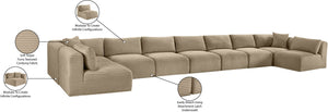 Meridian Furniture Shaggy Nine Piece Modular Sectional Corduroy Performance Fabric Plush Seating for Large Rooms 641Taupe-Sec9A