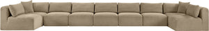 Meridian Furniture Shaggy Nine Piece Modular Sectional Corduroy Performance Fabric Plush Seating for Large Rooms 641Taupe-Sec9A