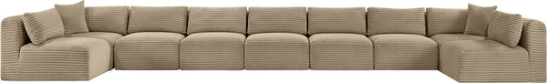 Meridian Furniture Shaggy Nine Piece Modular Sectional Corduroy Performance Fabric Plush Seating for Large Rooms 641Taupe-Sec9A