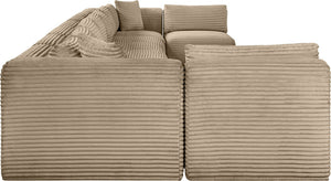 Meridian Furniture Shaggy Nine Piece Modular Sectional Corduroy Performance Fabric Plush Seating for Large Rooms 641Taupe-Sec9A