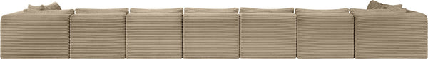 Meridian Furniture Shaggy Nine Piece Modular Sectional Corduroy Performance Fabric Plush Seating for Large Rooms 641Taupe-Sec9A