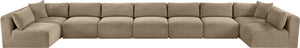 Meridian Furniture Shaggy Nine Piece Modular Sectional Corduroy Performance Fabric Plush Seating for Large Rooms 641Taupe-Sec9A