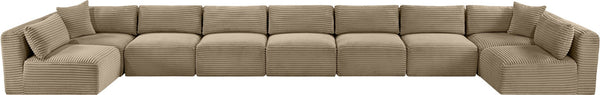 Meridian Furniture Shaggy Nine Piece Modular Sectional Corduroy Performance Fabric Plush Seating for Large Rooms 641Taupe-Sec9A