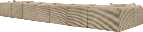 Meridian Furniture Shaggy Nine Piece Modular Sectional Corduroy Performance Fabric Plush Seating for Large Rooms 641Taupe-Sec9A